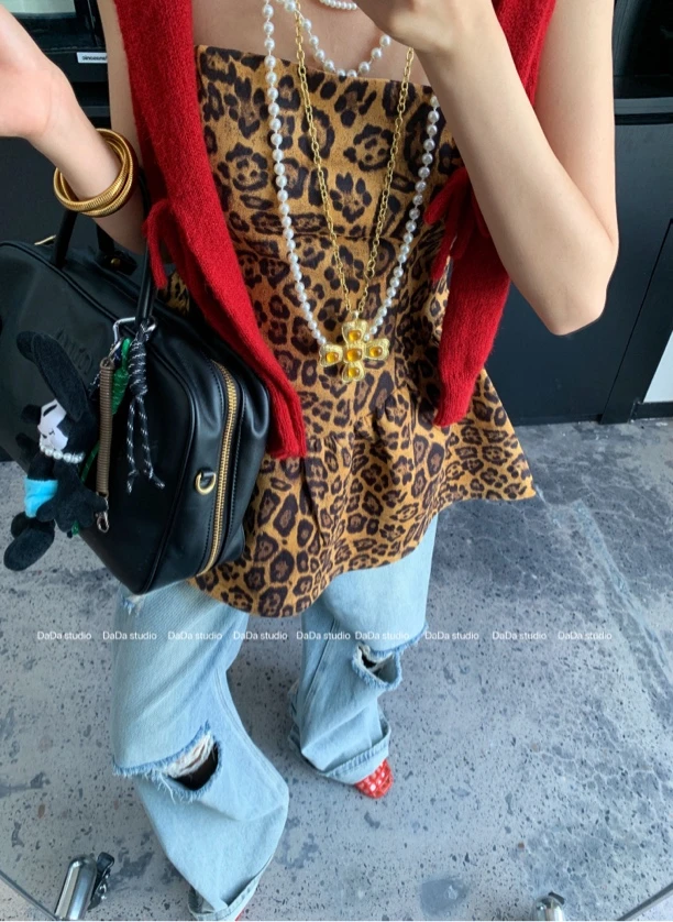 NO退NO换DaDa 原创豹纹抹胸 9180