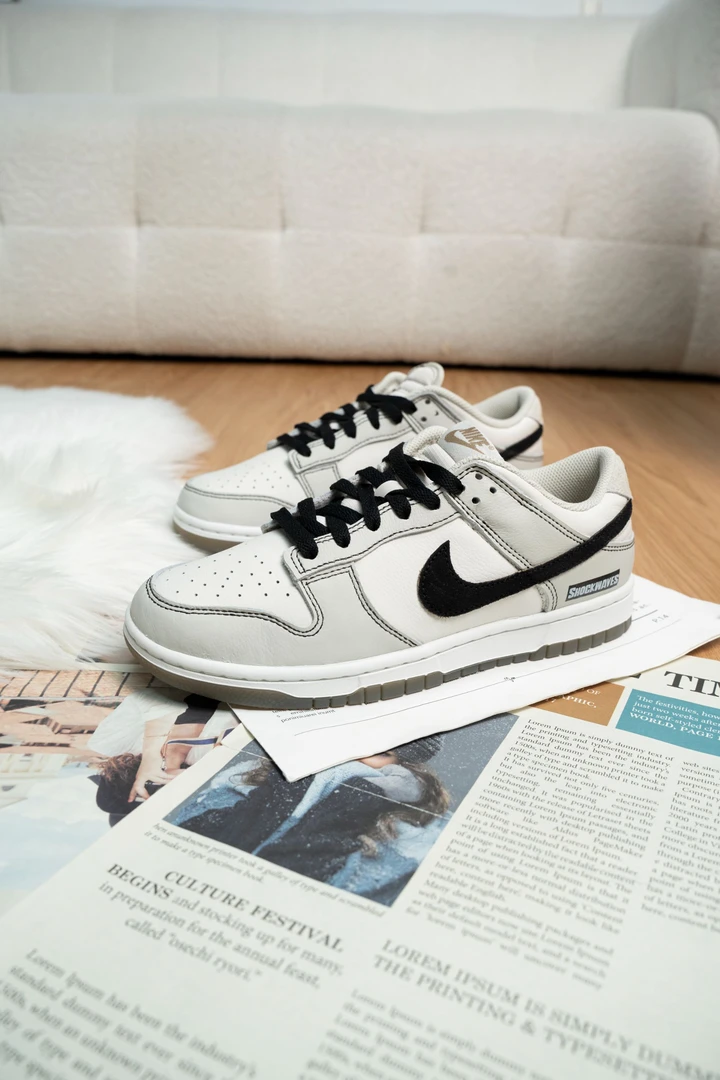【定制球鞋】Nike Dunk灰色手工线条简约熊猫百搭时尚低帮男女同款