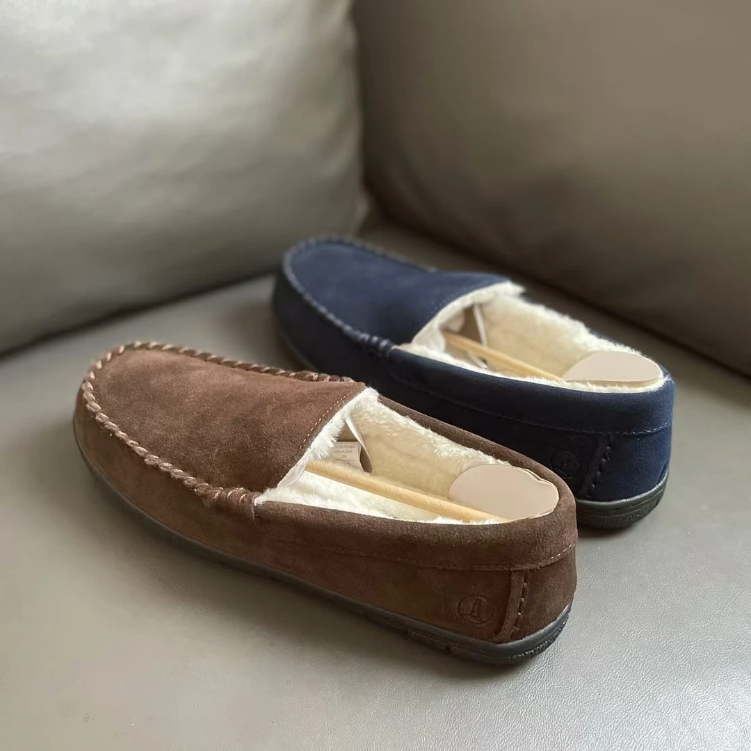 英国LANDS'EN牛皮秋冬加绒保暖一脚蹬懒人鞋 D20241028FA