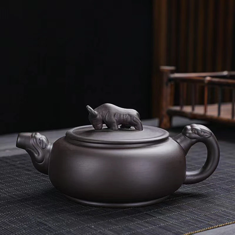 紫泥陶瓷牛转乾坤凤鸣壶大号大容量正宗紫砂茶壶断水泡茶手工宜兴