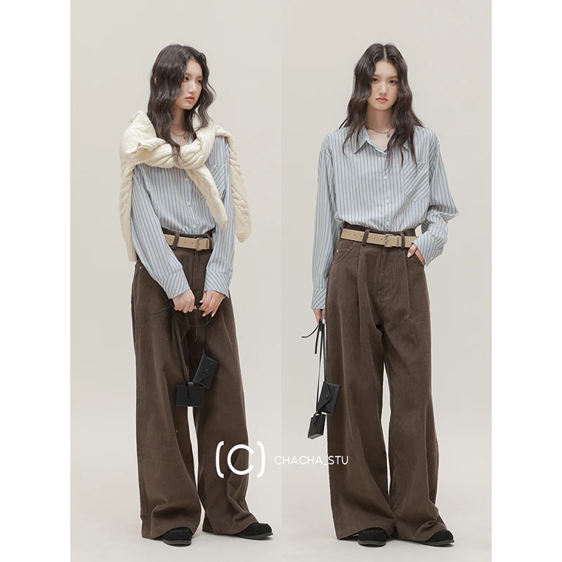 CHACHASTU【爱上坚果裤】好穿百搭 全棉环保染灯芯绒直筒裤  H4038W