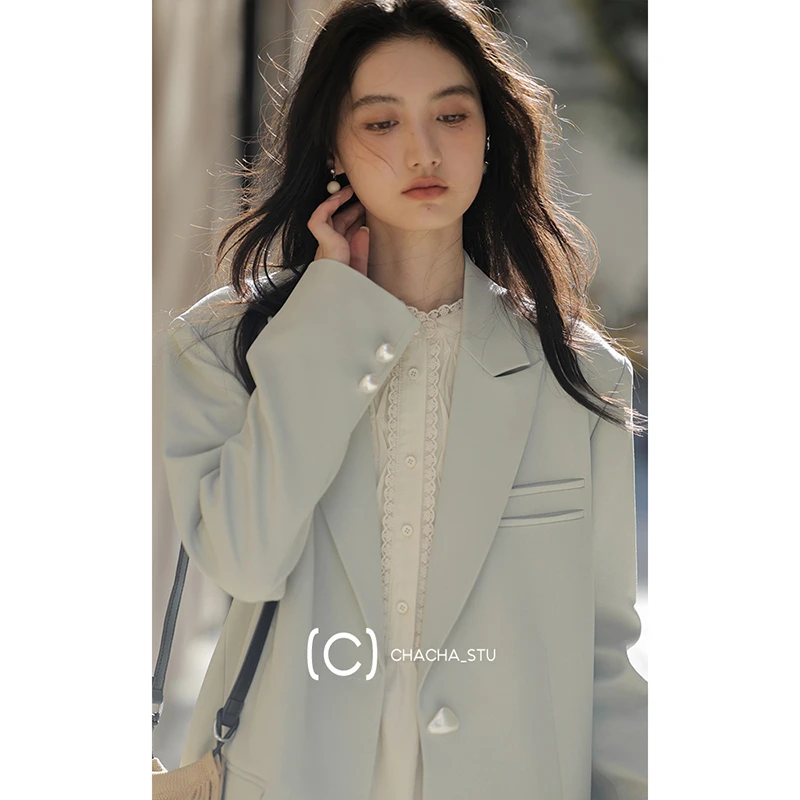 CHACHASTU「年终清仓」复古巴洛克珍珠纽扣西装时尚穿搭   H3820W