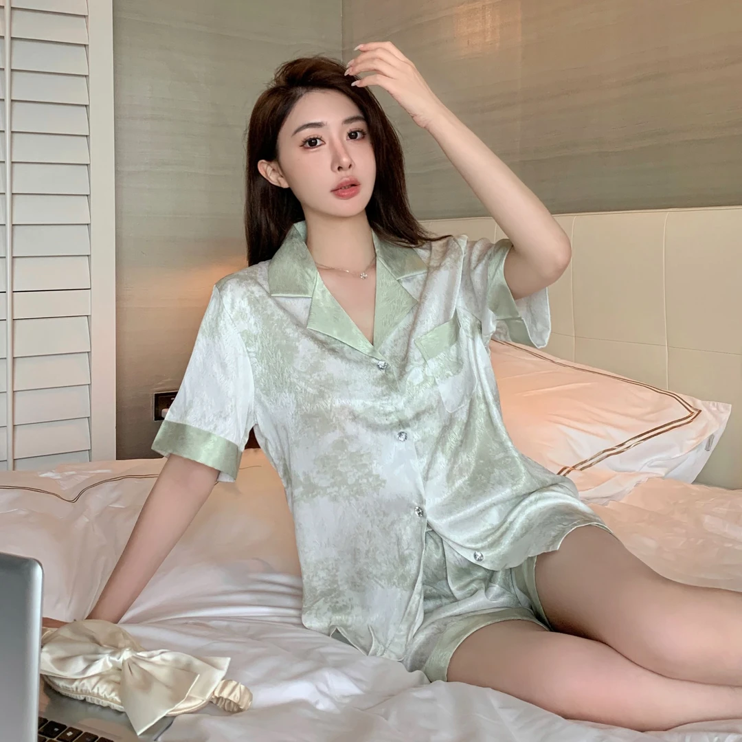 拍一发三睡衣女女生夏季三件套装春秋薄款夏天大码网红风家居服