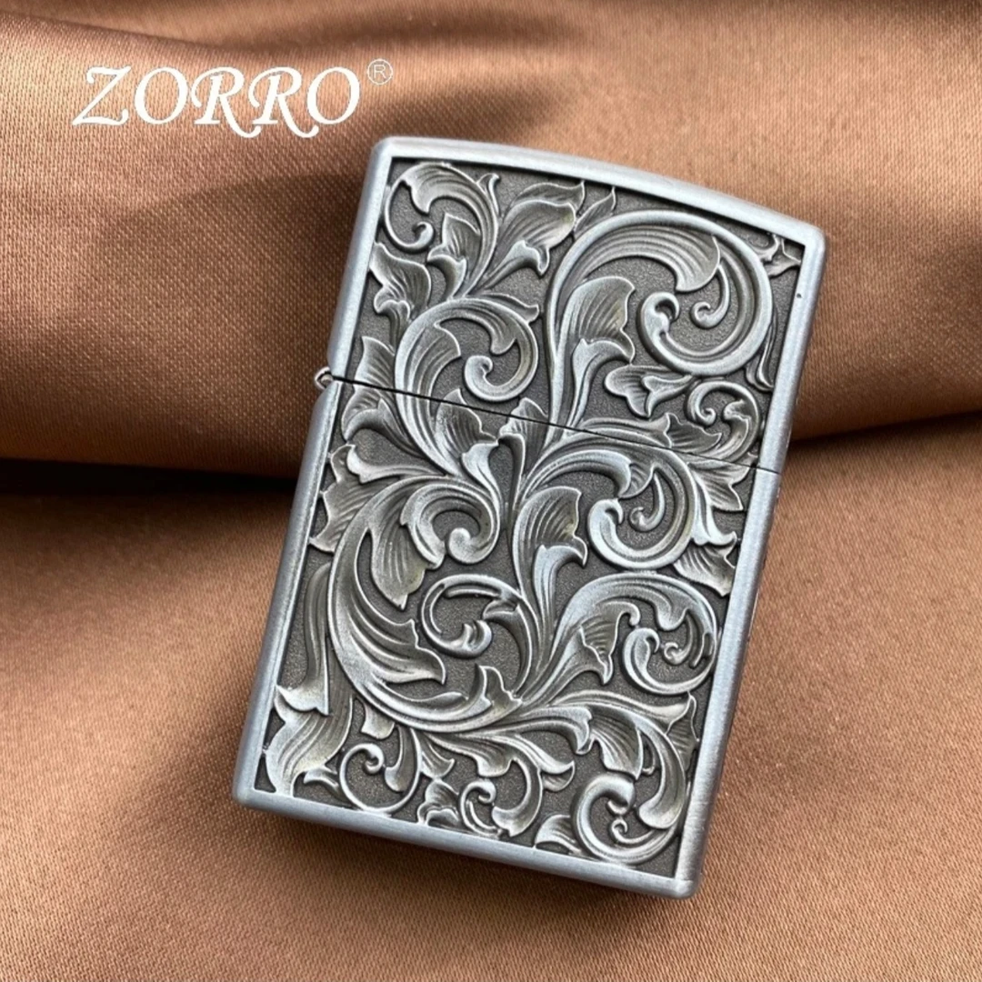 佐罗盔甲煤油打火机防风密封高颜值创意个性浮雕五面唐草花送男友