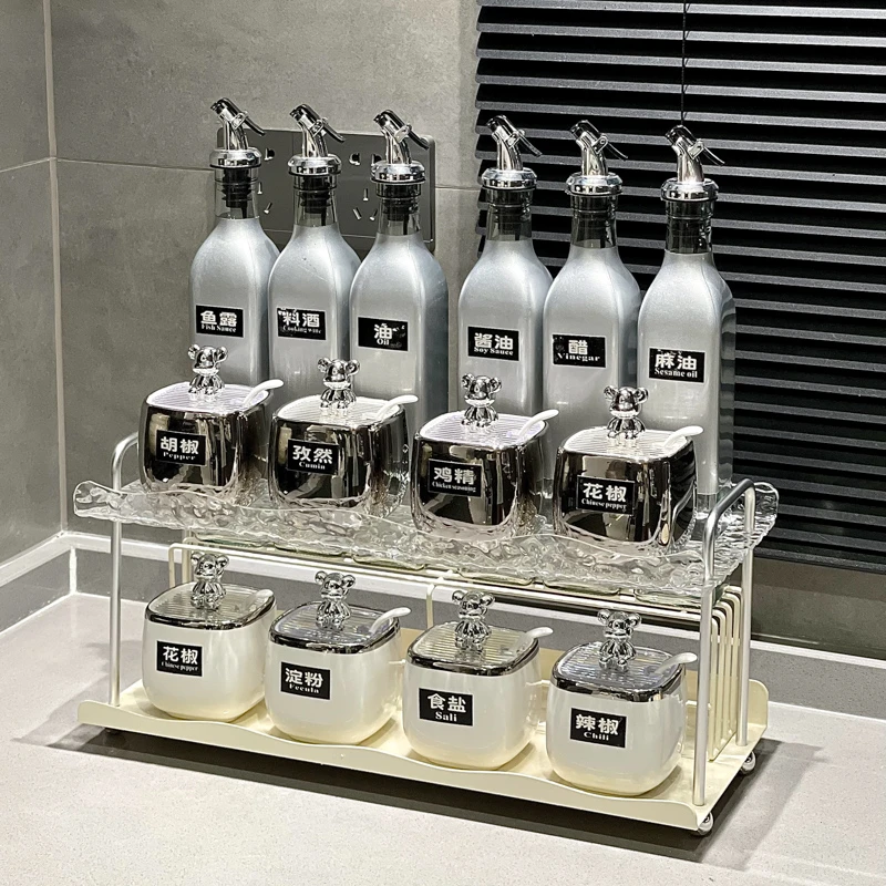 轻奢陶瓷调料盒酱油瓶组合套装厨房家用高端调味罐盐味精调料罐子
