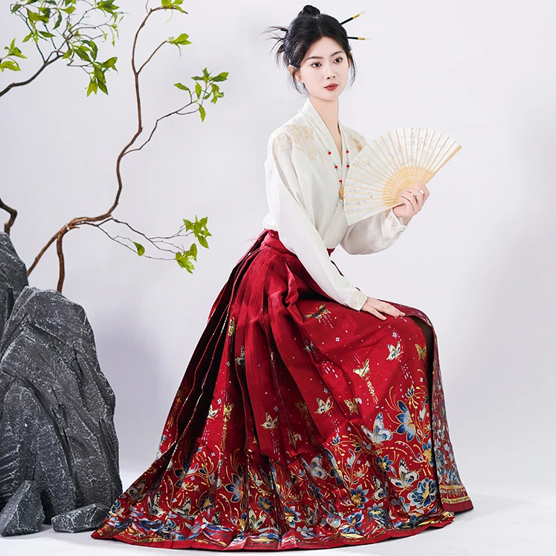 新款【蝶恋花】汉服女明制高端妆花重工马面裙四季款曹县结婚订婚服
