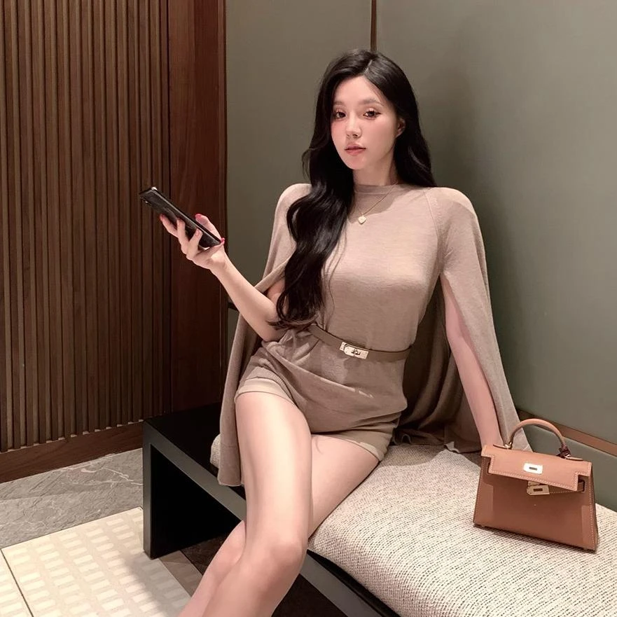 轻奢网红款【江南美人】女针织上衣宽松垂坠慵懒感斗篷