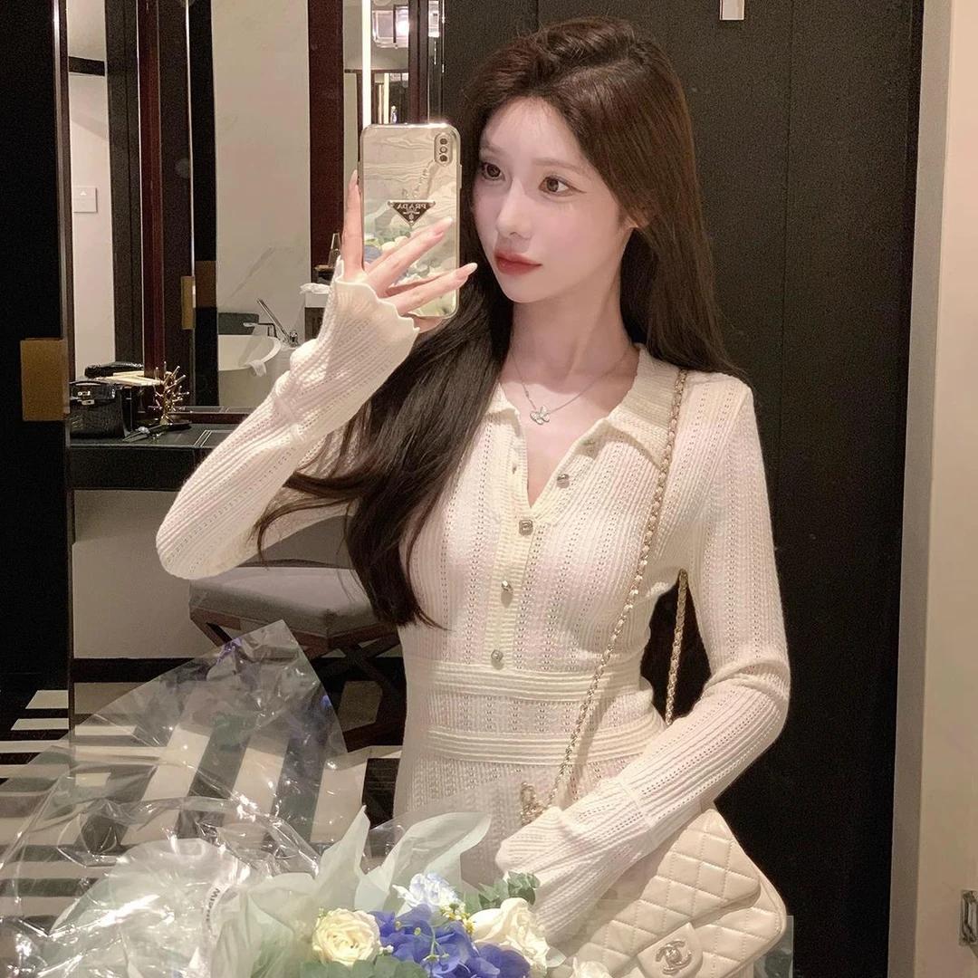 轻奢网红款【熟女裙】羊毛针织连衣裙秋装2025新款收腰显瘦毛衣短裙