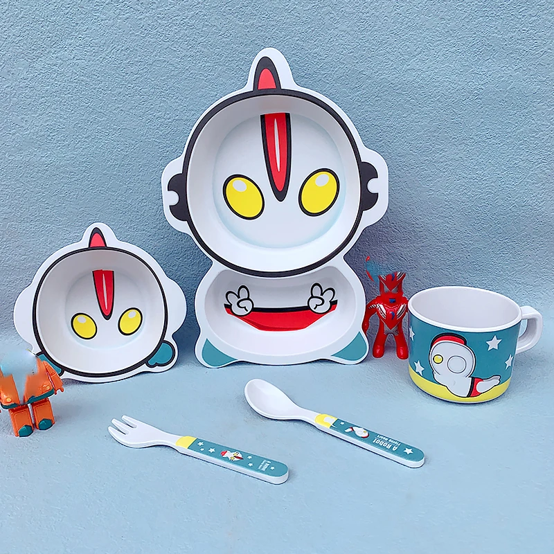 奥特蔓卡通儿童餐具家用儿童碗3-10岁家用幼儿园宝宝餐具套装防烫
