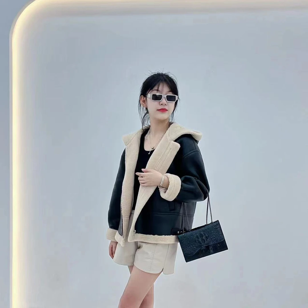 皮衣女外套女装时尚【8811】休闲设计师秋冬冬季皮毛一体