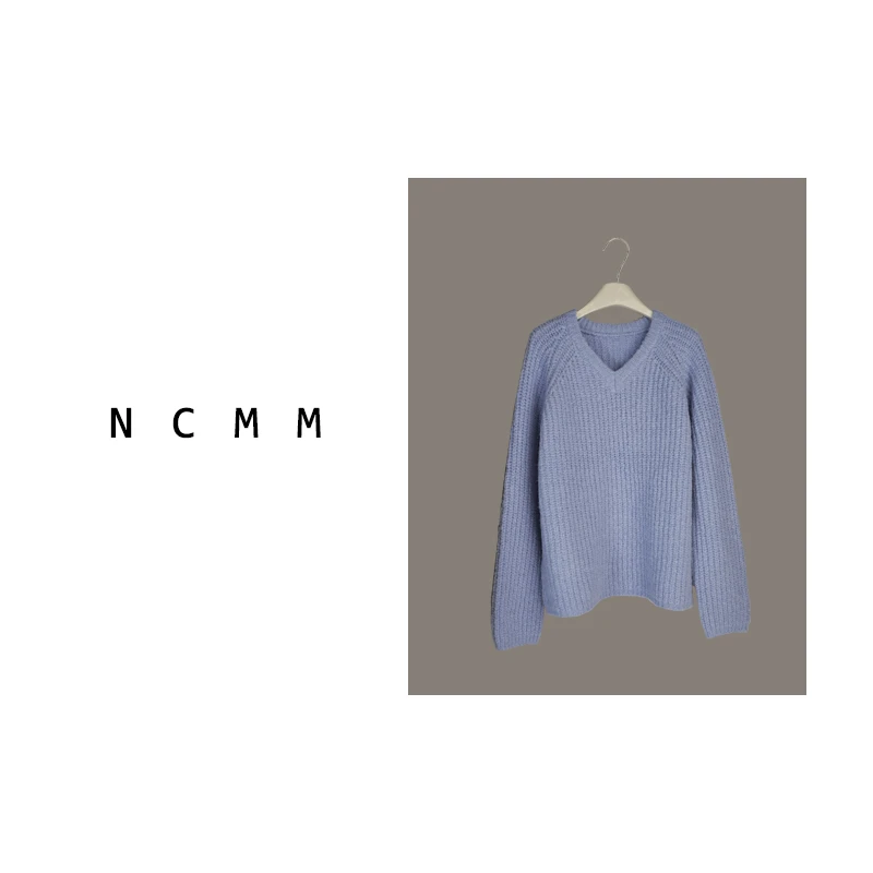 NCMM「糖果屋」每个女孩都想拥有的马卡龙色系V领马海毛毛衣