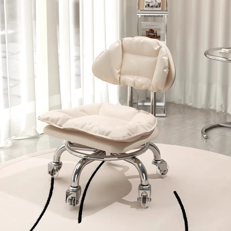 静音万向轮小凳子滑轮矮凳家用客厅换鞋凳儿童方板凳带轮靠背椅子