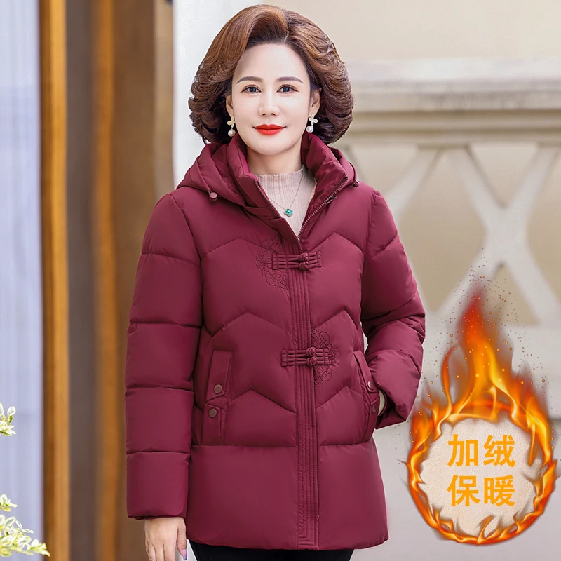 高档秋冬季女装加绒保暖棉衣外套加厚气质减龄中年女士棉袄外套