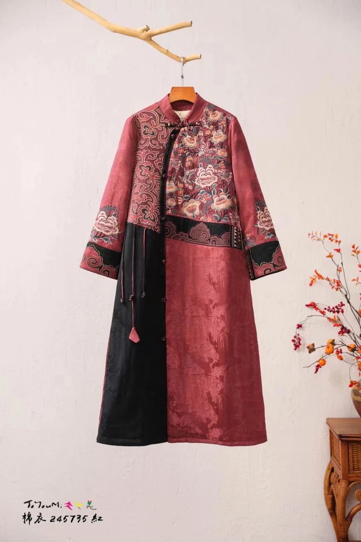 幽香袅袅（再见时光）秋冬新中式提花国风重工复古刺绣棉衣