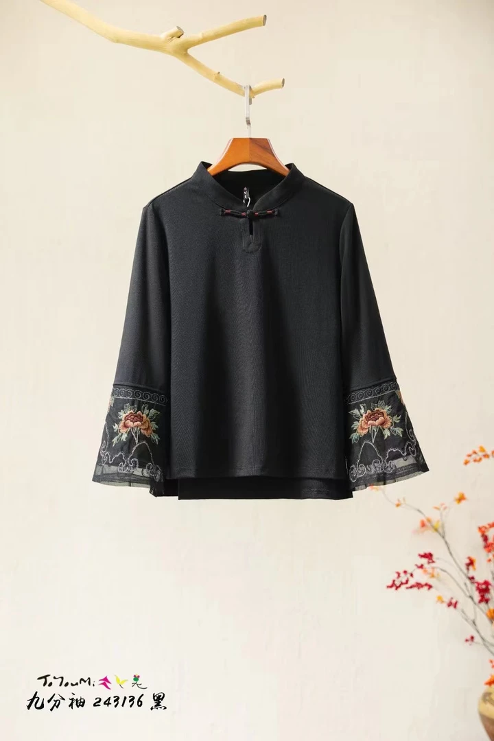 烛影（再见时光）中式复古国风刺绣休闲打底上衣