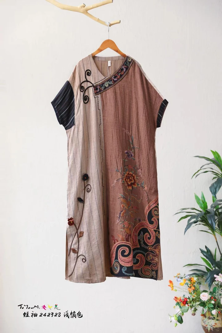 闲窗听雨（再见时光）国风中式精工刺绣复古连衣裙