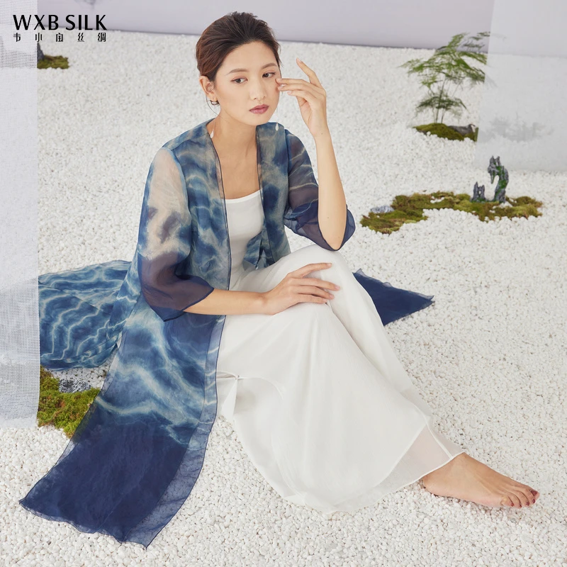 韦小宝春夏桑蚕丝印花中袖外披2221108643