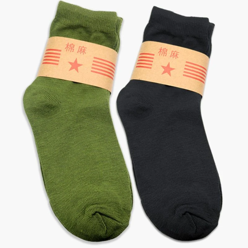 袜子男士春秋季加厚中筒夏季长袜劳保耐磨军绿色黑色批发干活工作