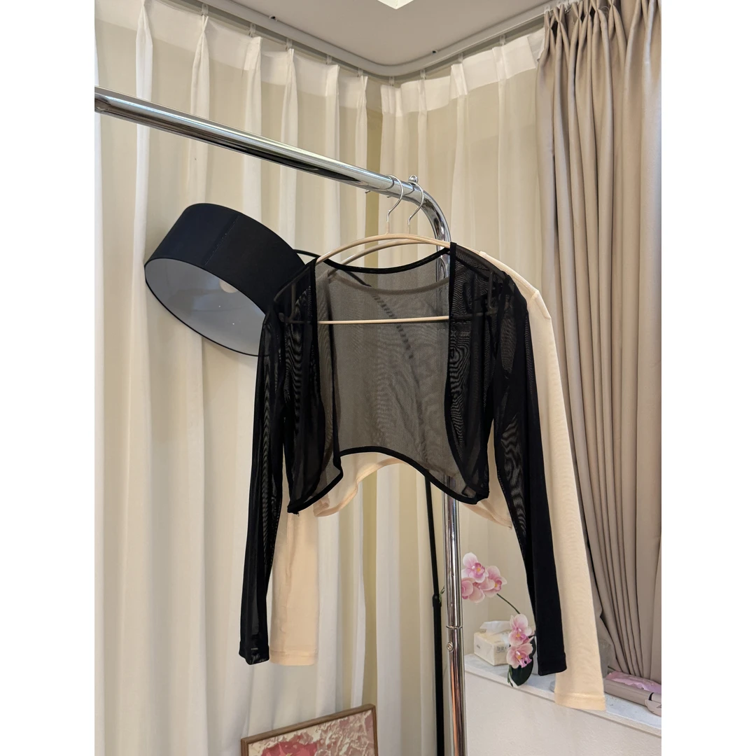 冰丝薄款清新开衫女防晒衫空调衫纯色上衣披肩修身针织外套