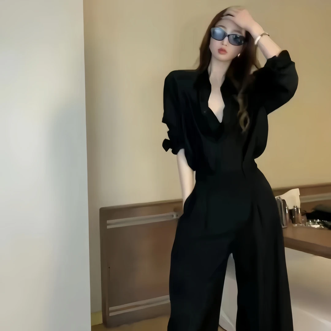 职业通勤女装高级感套装时尚简约衬衫上衣直筒休闲宽松阔腿裤女夏