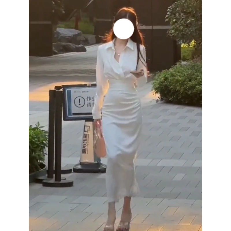 小秘书轻熟风气质女神范松紧蚂蚁腰上衣+气质褶皱显瘦长款半身裙