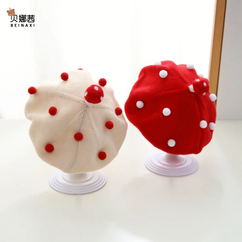 Beinaqian/贝娜茜婴儿帽子秋冬季婴幼儿宝宝女可爱毛线帽外出加厚
