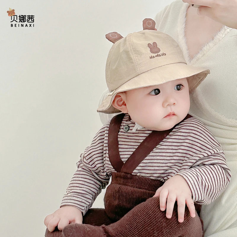 宝宝帽子春秋薄款婴儿遮阳防晒帽儿童男童夏季外出速干渔夫帽韩版