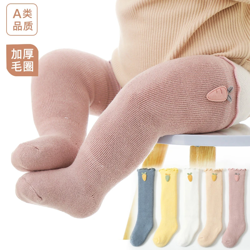 Beinaqian/贝娜茜婴儿袜子秋冬宝宝过膝新生儿保暖加绒加厚长筒袜