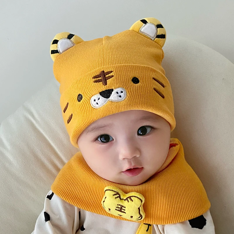 婴儿春秋款帽子女宝宝男保暖护耳毛线帽婴幼儿冬季小老虎针织帽
