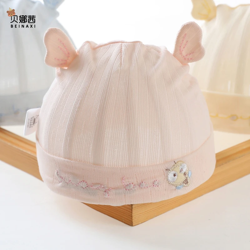 婴儿帽子夏季薄款男女宝宝超萌护卤门帽0-8月新生儿春夏韩系胎帽