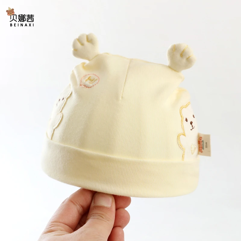 婴儿帽子春秋薄款新生儿可爱超萌胎帽初生宝宝春季纯棉百搭卤门帽