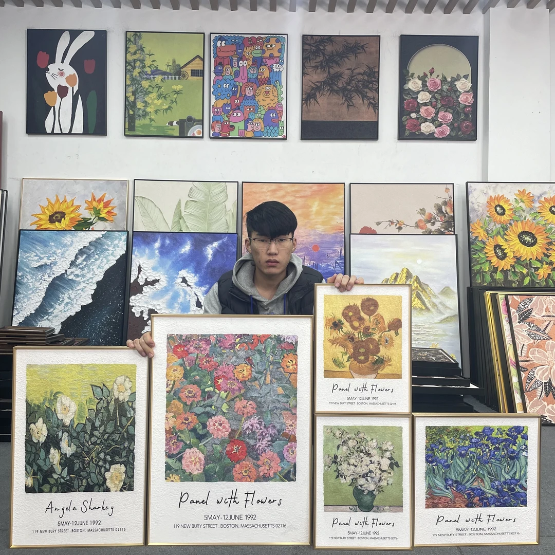 梵高花卉组合客厅装饰画黑白艺术现代轻奢挂画沙发背景墙壁画500