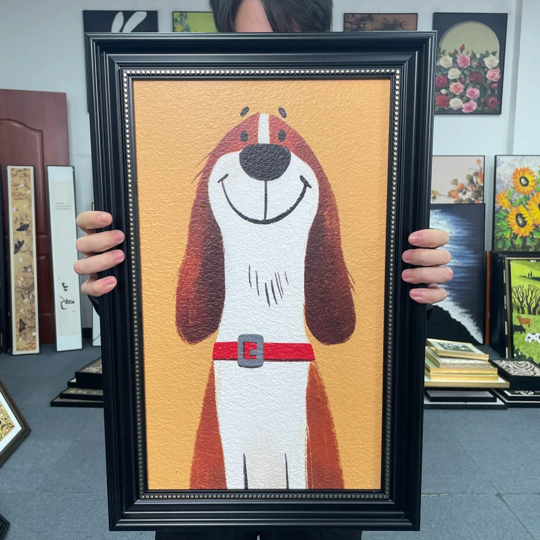 砂岩卡通现代狗狗摆件桌面摆台儿童房卫生间装饰画挂画146