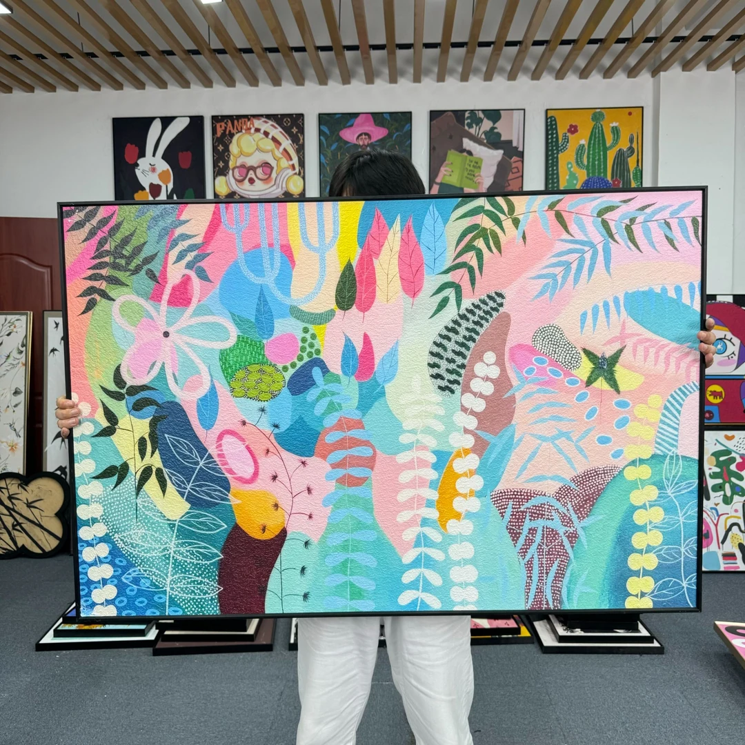多巴胺抽象花卉客厅装饰画横版马蒂斯卧室艺术挂画80120
