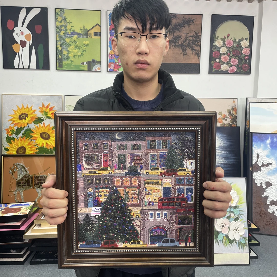 现代美式轻奢风景客厅挂画沙发背景墙卧室装饰画方形壁画144