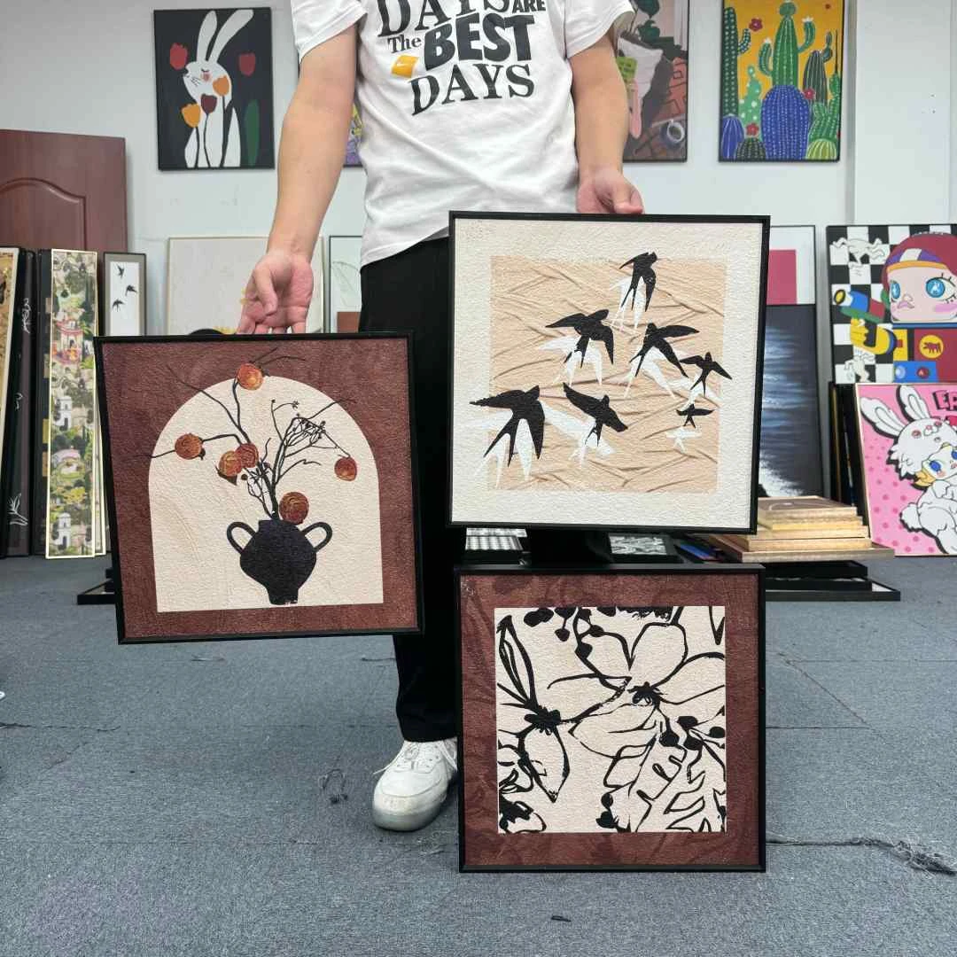 中古风客厅装饰画新款沙发背景墙壁画法式复古餐厅挂画组合画403