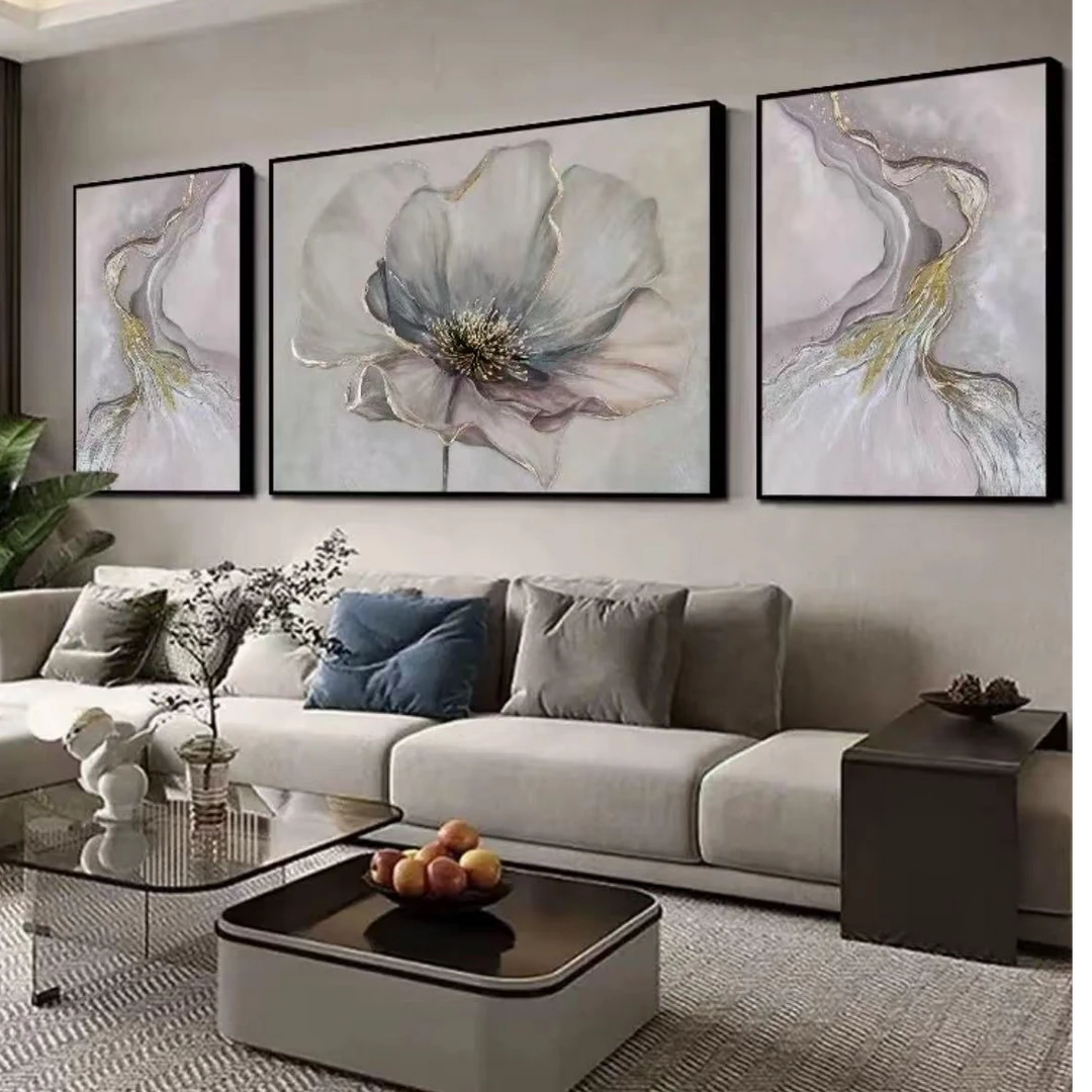 《客厅画》遇见...花开.   单幅.纯手绘油实物轻术装裱定制单幅实木