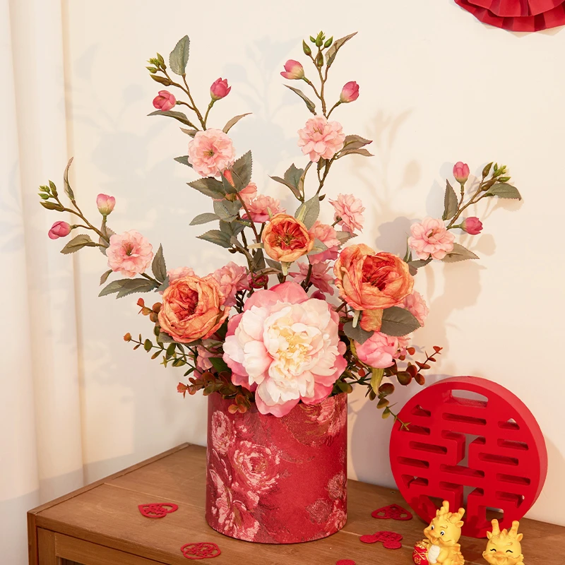 【喜庆福桶】高仿真花假花发财果家居饰品乔迁喜庆摆件轻奢清新简约