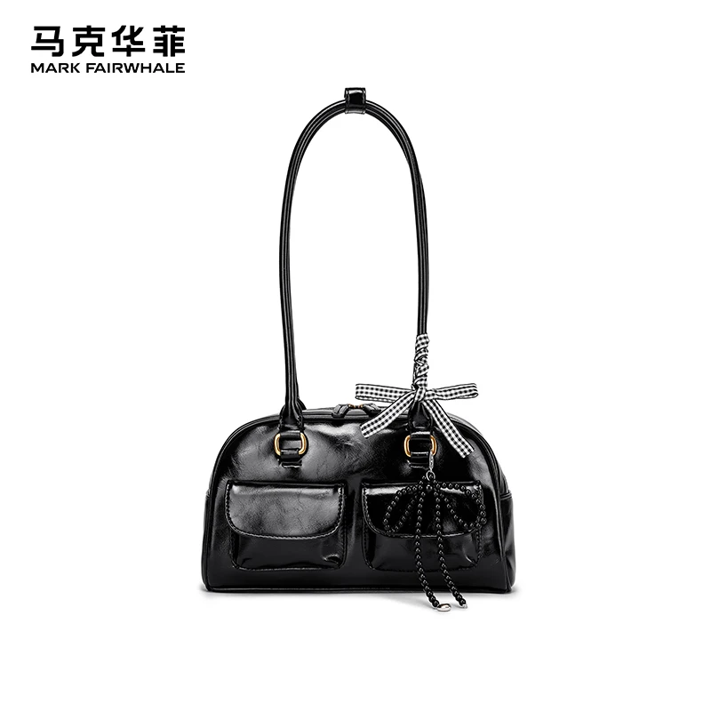 MARK FAIRWHALE/马克华菲小众百搭保龄球包丝带复古枕头包