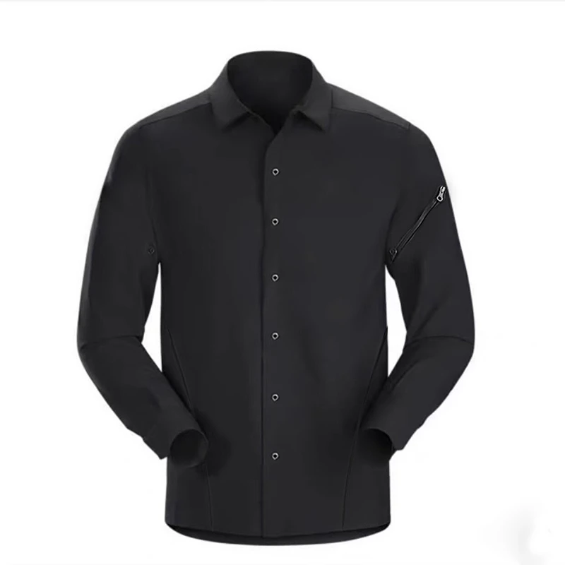 杜邦面料YKK拉链 轻量耐撕拉春季户外男士速干长袖衬衫衣S-A2858