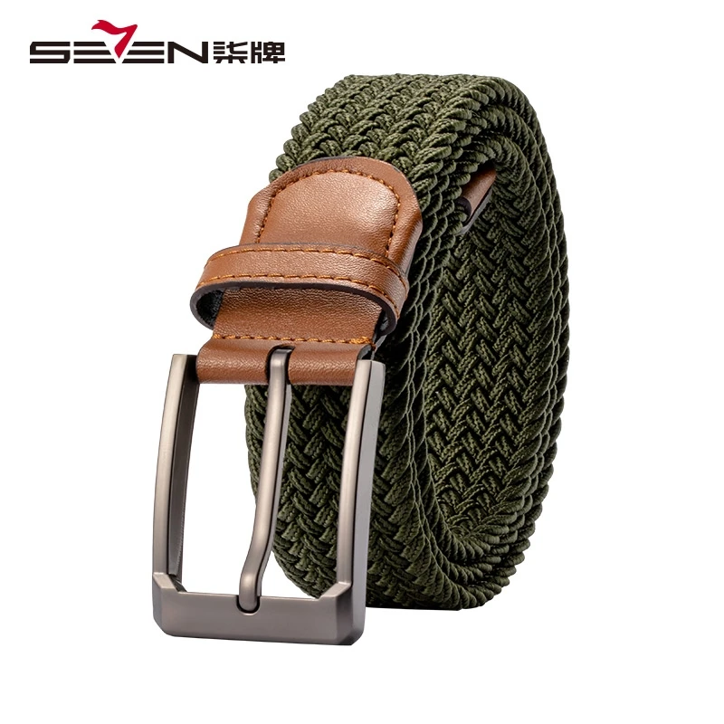柒牌户外男士皮带针织编织弹力腰带百搭休闲针扣裤带120P70010