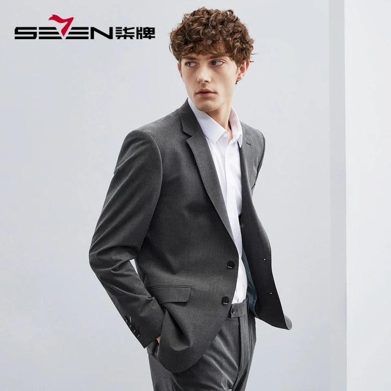 【直降！零染】柒牌男装休闲职业西服套装春季商务平驳领修身西服