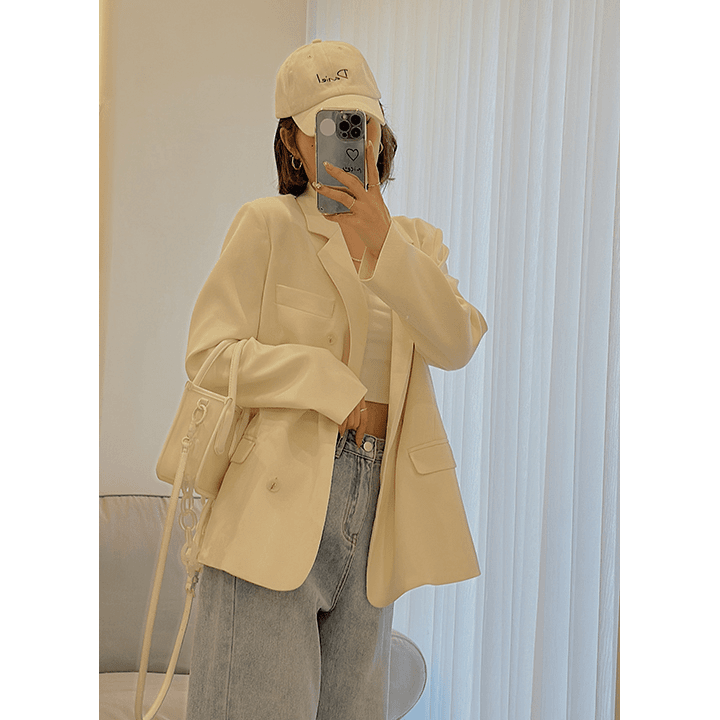 十三姑A【心动暗号】西装外套-奶杏  宽松休闲小西装百搭女装外套