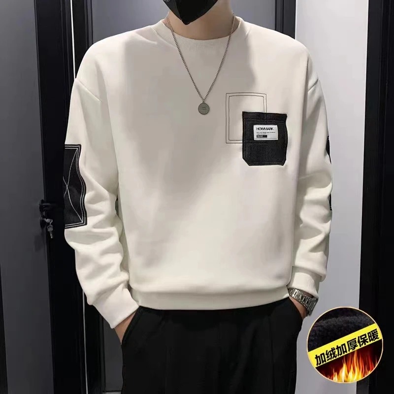 秋冬男上衣爆款2024潮流时尚宽松百搭男士春季圆领1318男士长袖