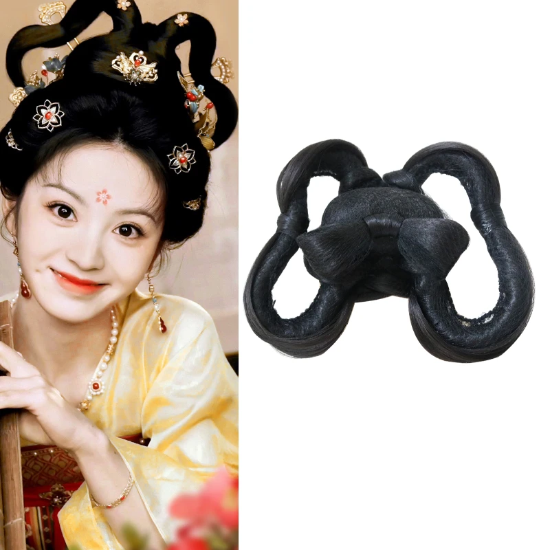 古装汉服唐襦裙双环飞天蝴蝶假发发髻新手免覆发软底易固定假发包