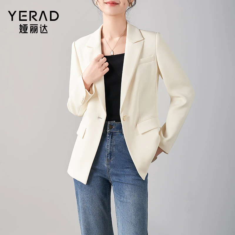 【如沐春风】娅丽达气质西装外套女2025春季新款小个子休闲黑色西服