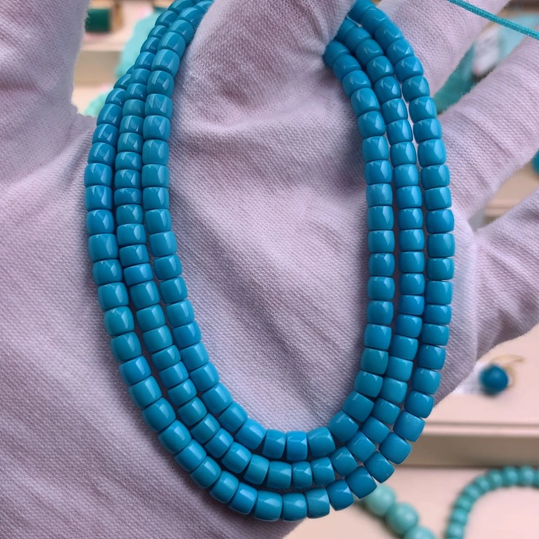绿松石珠宝奇石未镶嵌4.5mm+-