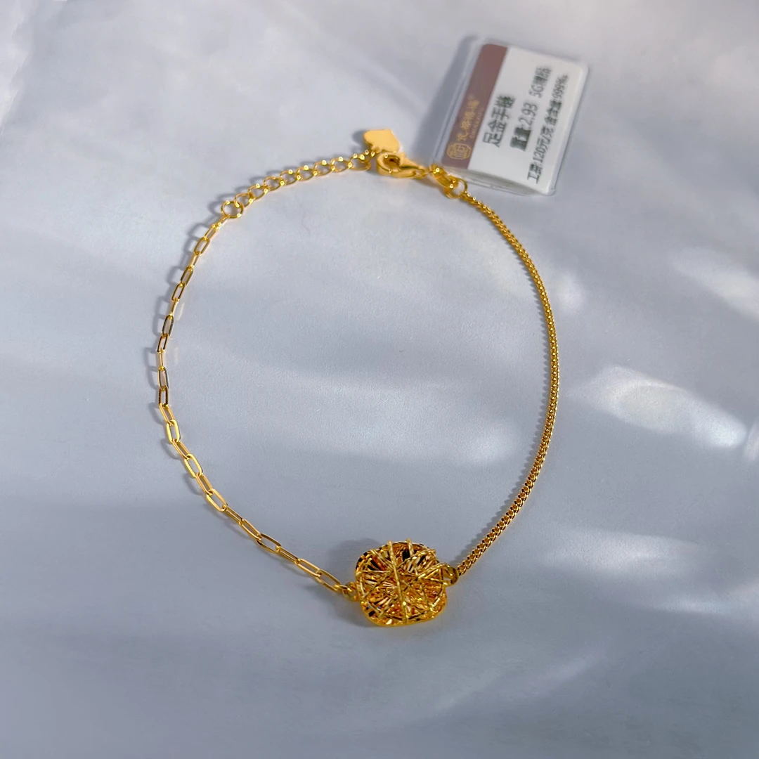 足金999镂空方糖手链【精品5G】