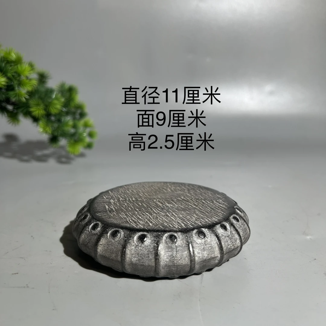 仿古做旧石雕青石复古怀旧多棱点手工石鼓包浆底座壶座中式摆件