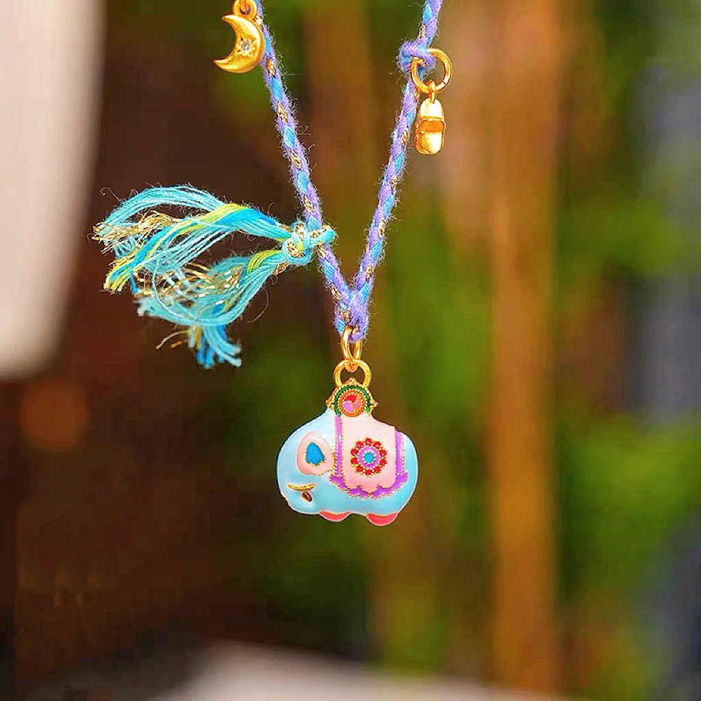 YOYR 铜布艺项链 【夏夏专属】精致多巴胺大象项链